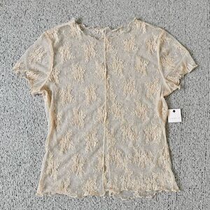 Ultra Flirt Cream Lace Sheer Blouse M